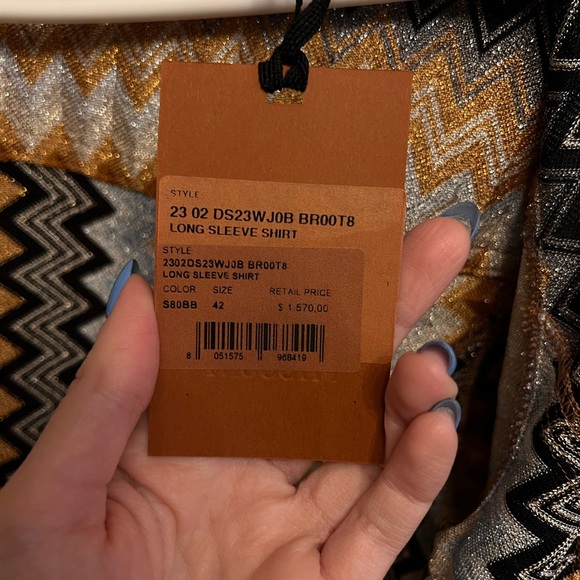 Missoni Multicolor Metallic Slim Fit Long Sleeve Size 42 - Picture 15 of 17